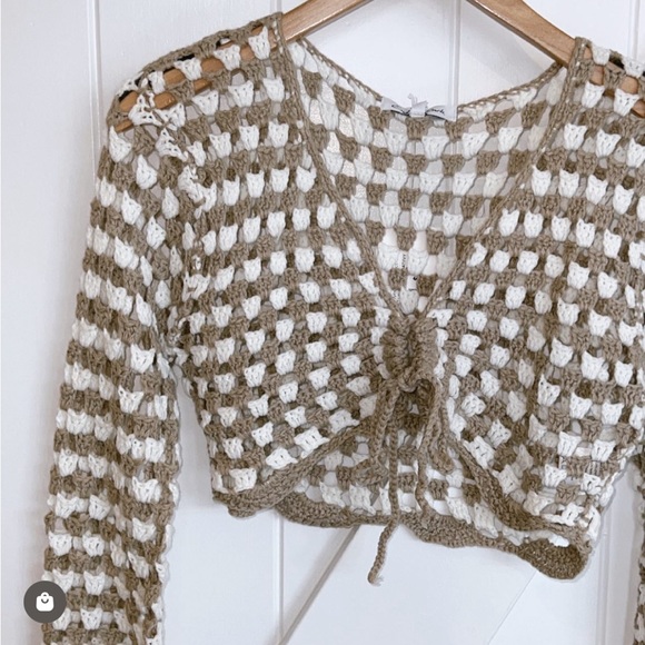 Emery Park Crochet Cropped Sweater Cardigan - Picture 1 of 7